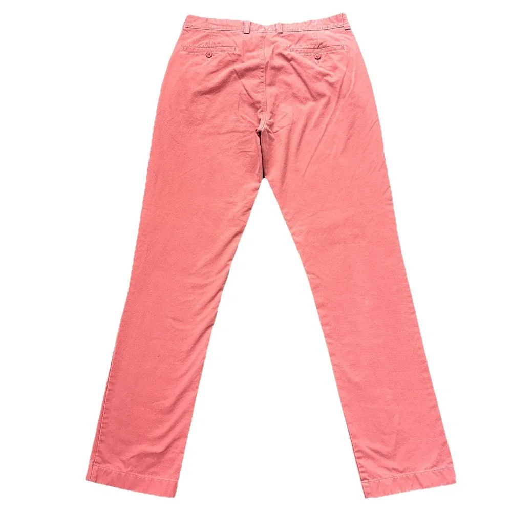 J Crew Essential Pants Mens 34x35 Pink Salmon Slim Chino Straight Preppy Office